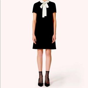 REDValentino CREPE ENVERS SATIN DRESS WITH COLLAR - black